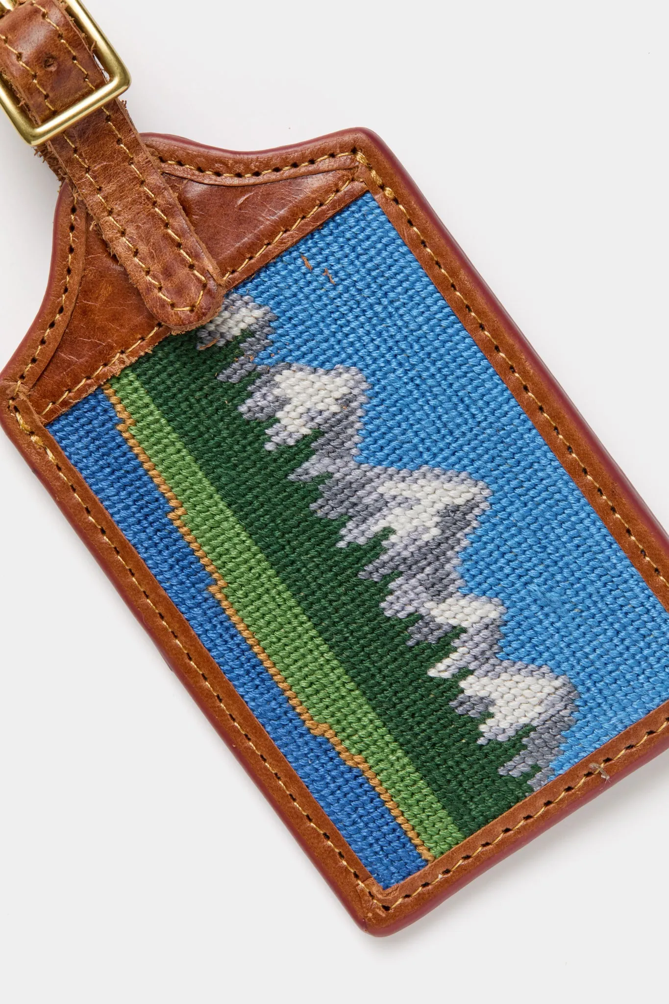 Tetons Needlepoint Luggage Tag