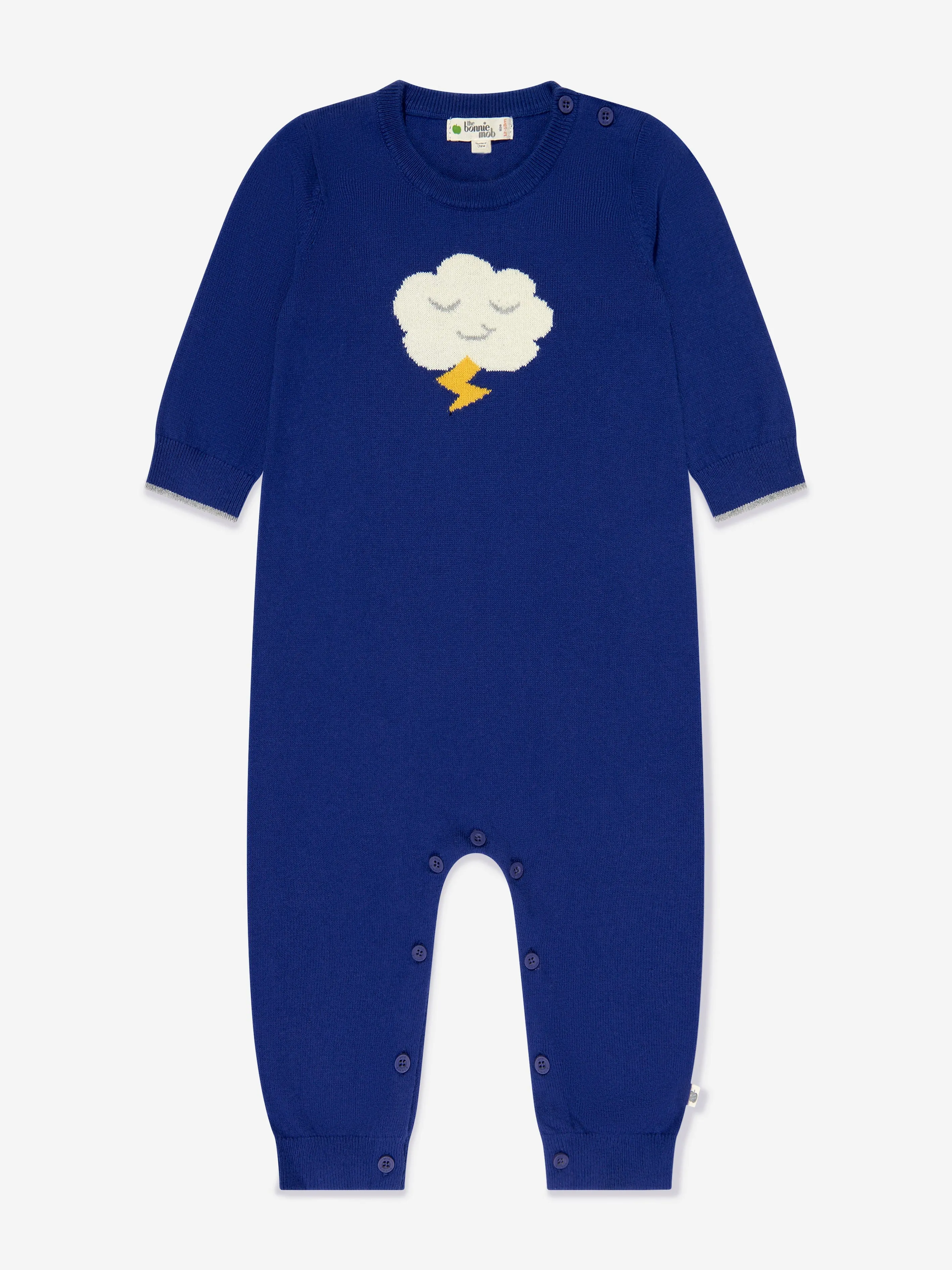 The Bonnie Mob Baby Boys Knitted Cloud Romper in Blue