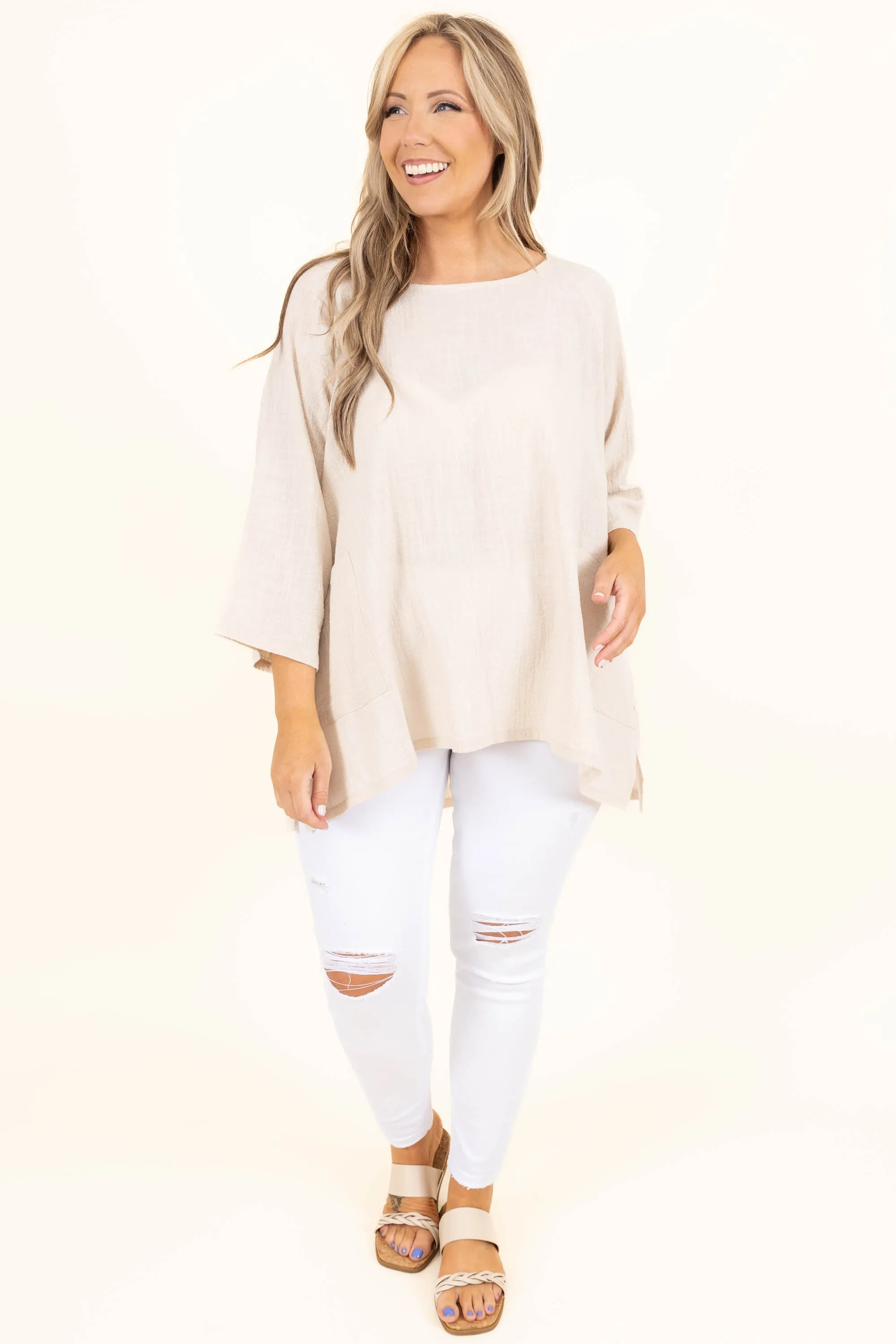 Thinking It Through Tunic, Sand Beige