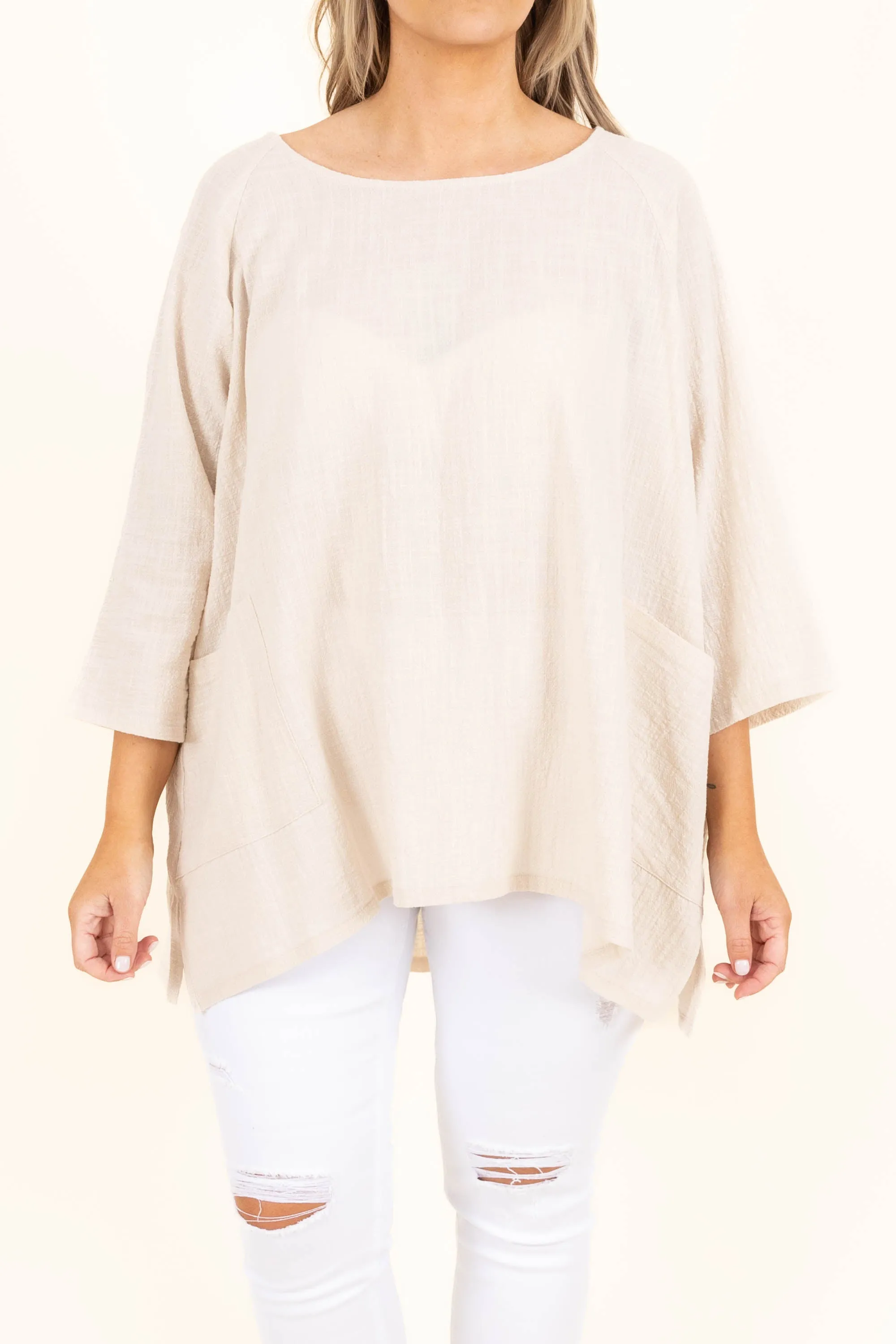 Thinking It Through Tunic, Sand Beige