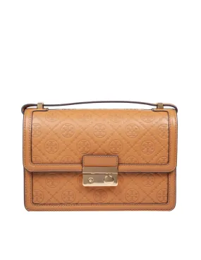 TORY BURCH SHOULDER BAG IN MONOGRAM LEATHER COLOR LEATHER