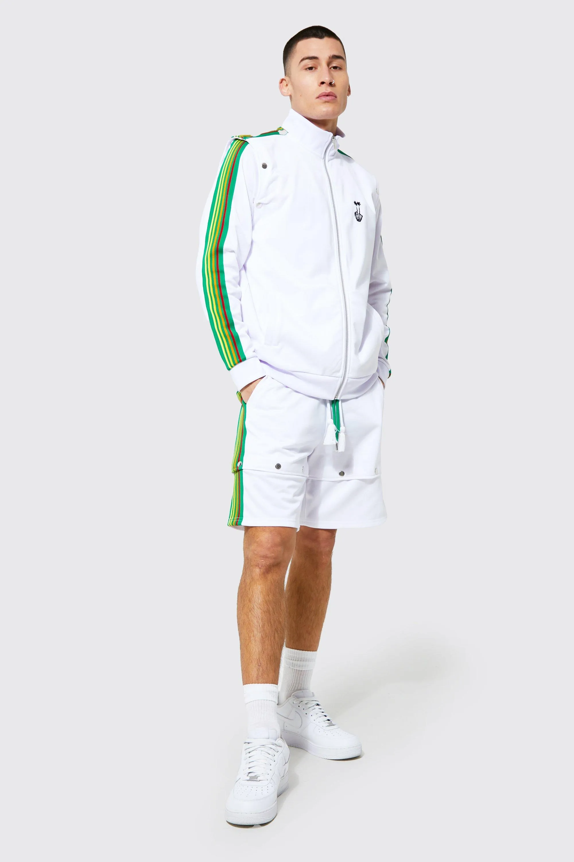 Tricot Funnel Neck Short Tracksuit | boohooMAN UK