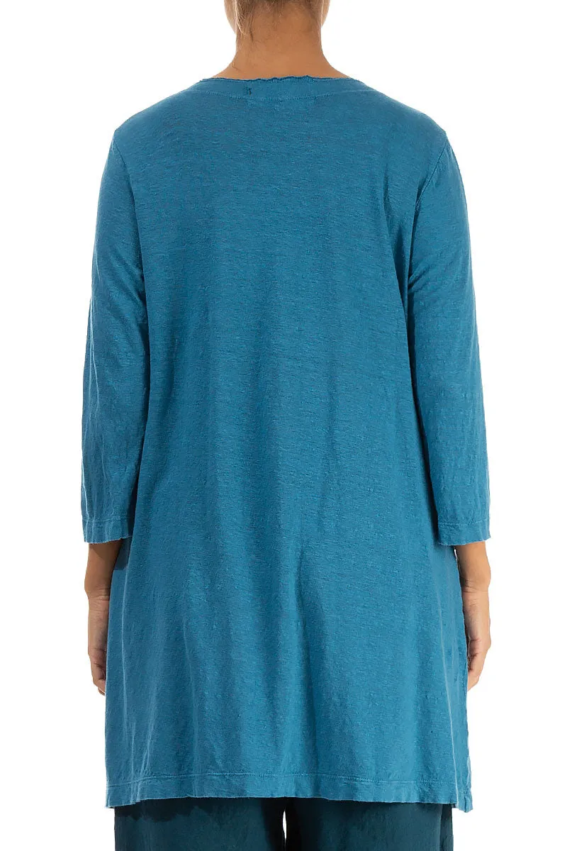 Two Pockets Denim Linen Jersey Tunic