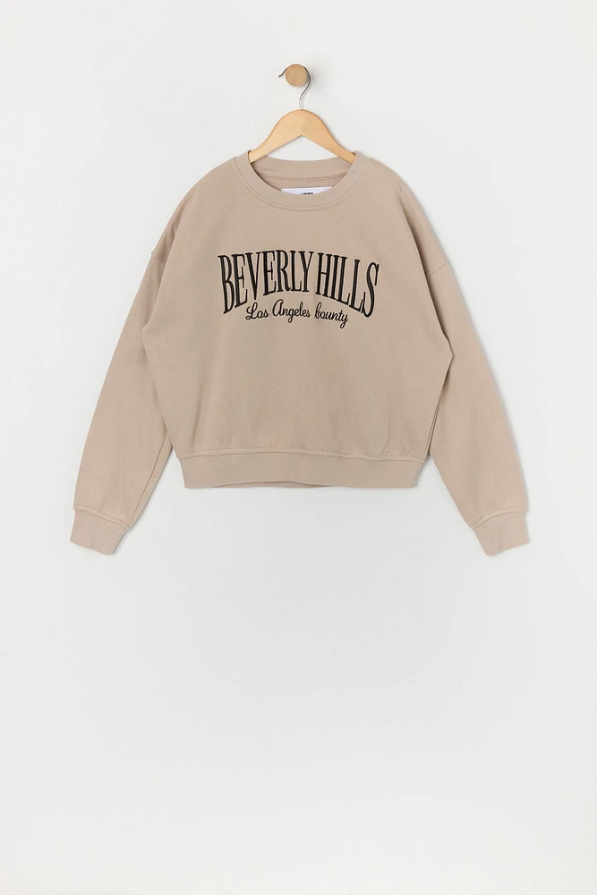 Urban Kids Girls Beverly Hills Embroidered Fleece Sweatshirt