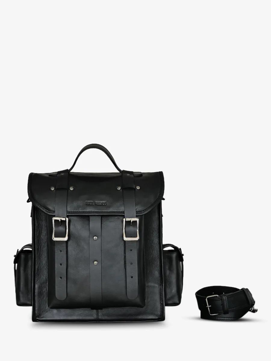 vintage leather motorbike bag Black - LeNomade L Oily Black | PAUL MARIUS