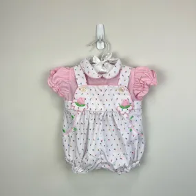 Vintage Tiny Tots Originals Rainbow Rosebud Bubble Romper 3-6 Months