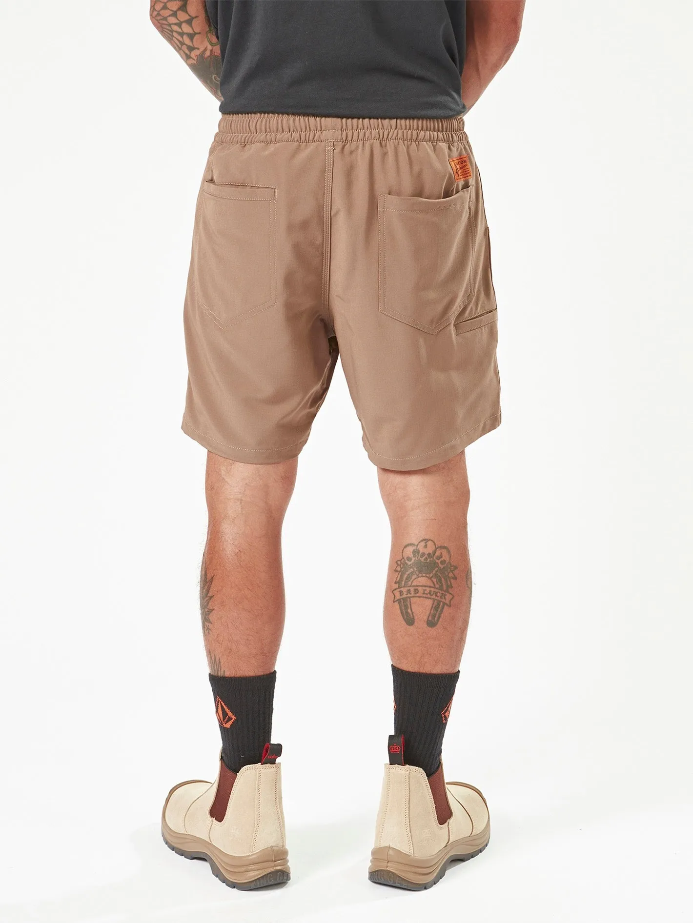 Volcom Workwear Slab Elastic Waist Hybrid Shorts - Brindle