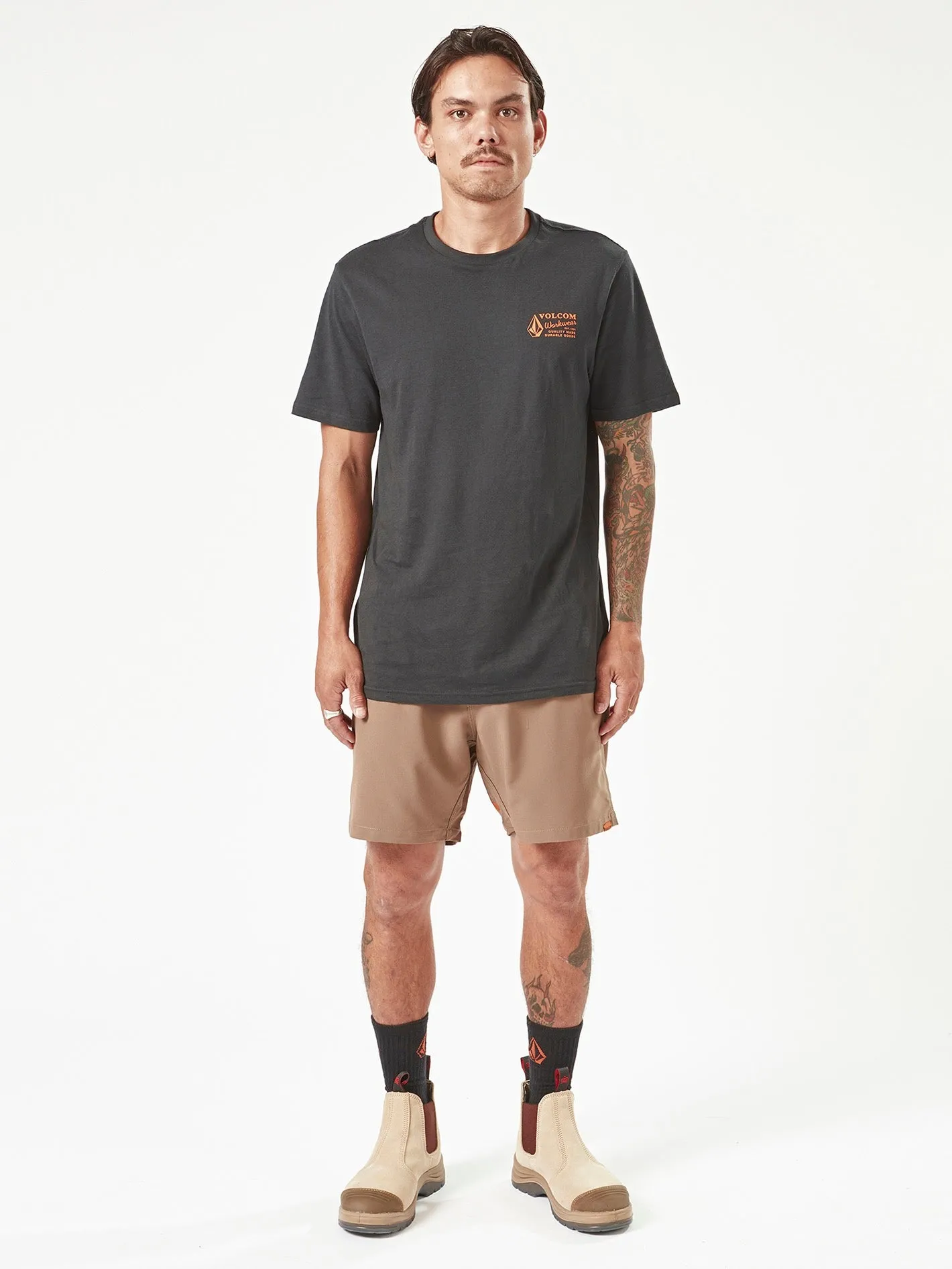 Volcom Workwear Slab Elastic Waist Hybrid Shorts - Brindle