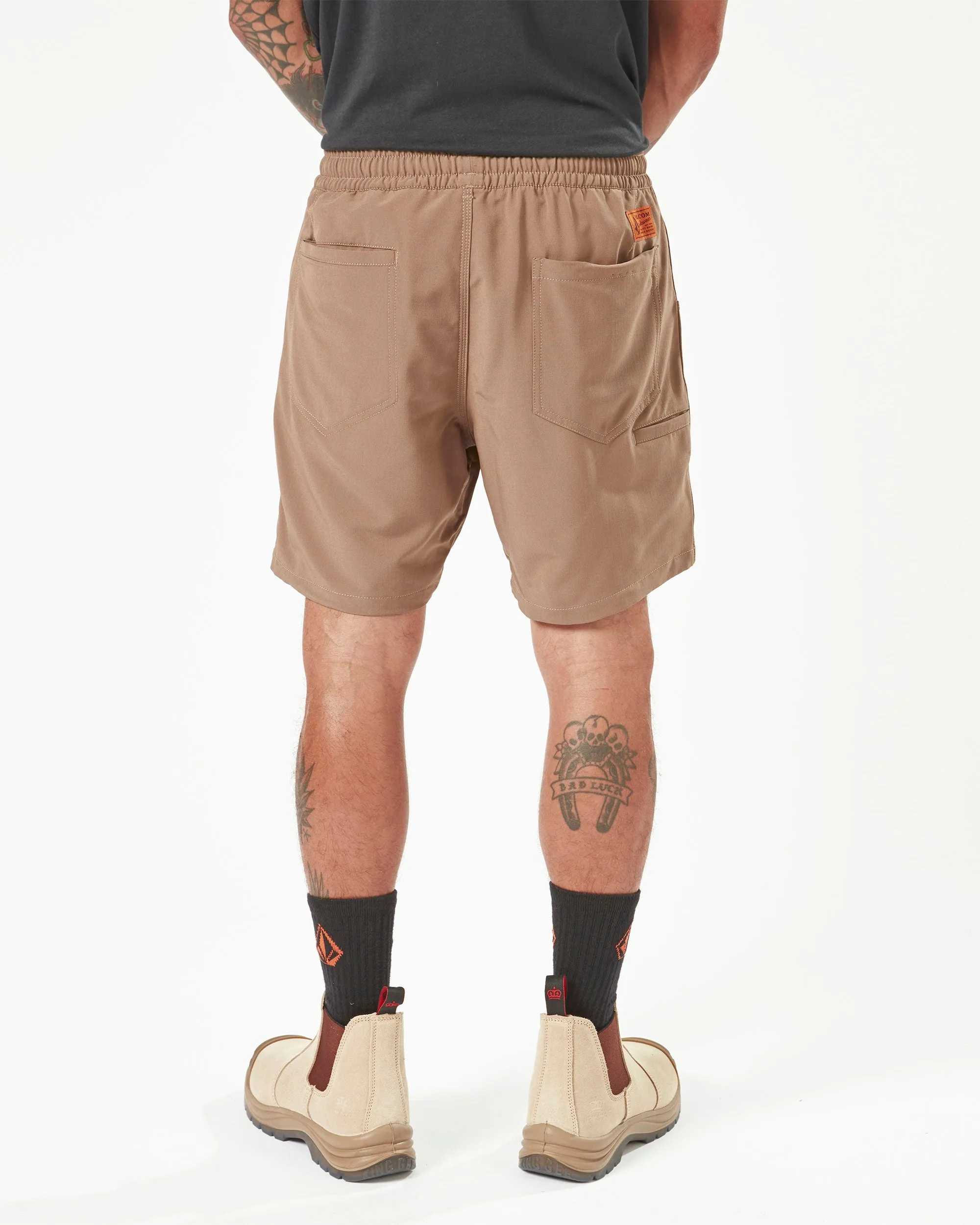 Volcom Workwear Slab Elastic Waist Hybrid Shorts - Brindle