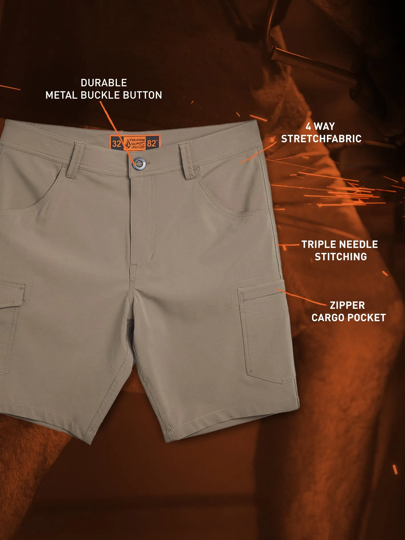 Volcom Workwear Slab Hybrid Shorts - Brindle