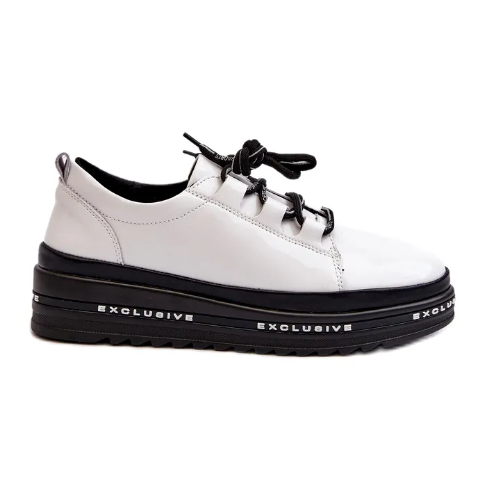 Women's Patent Sneakers On Platform White S.Barski LR592B