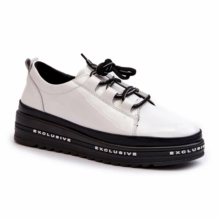 Women's Patent Sneakers On Platform White S.Barski LR592B