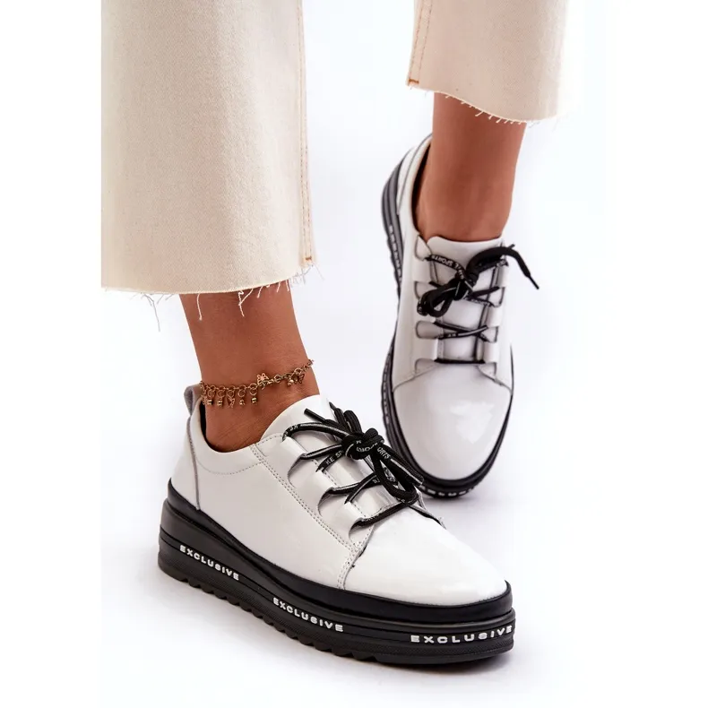 Women's Patent Sneakers On Platform White S.Barski LR592B