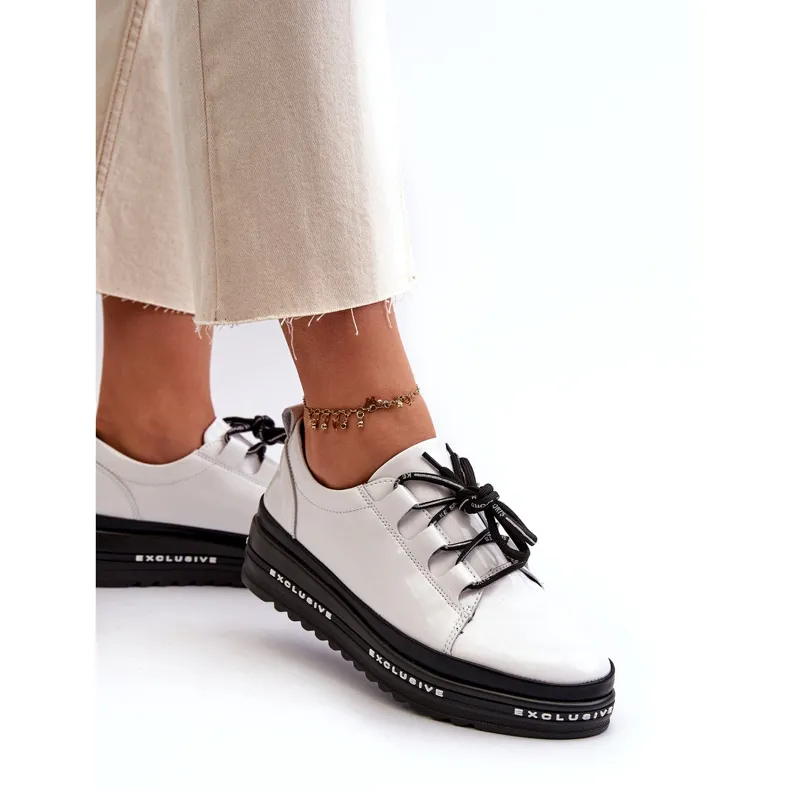 Women's Patent Sneakers On Platform White S.Barski LR592B