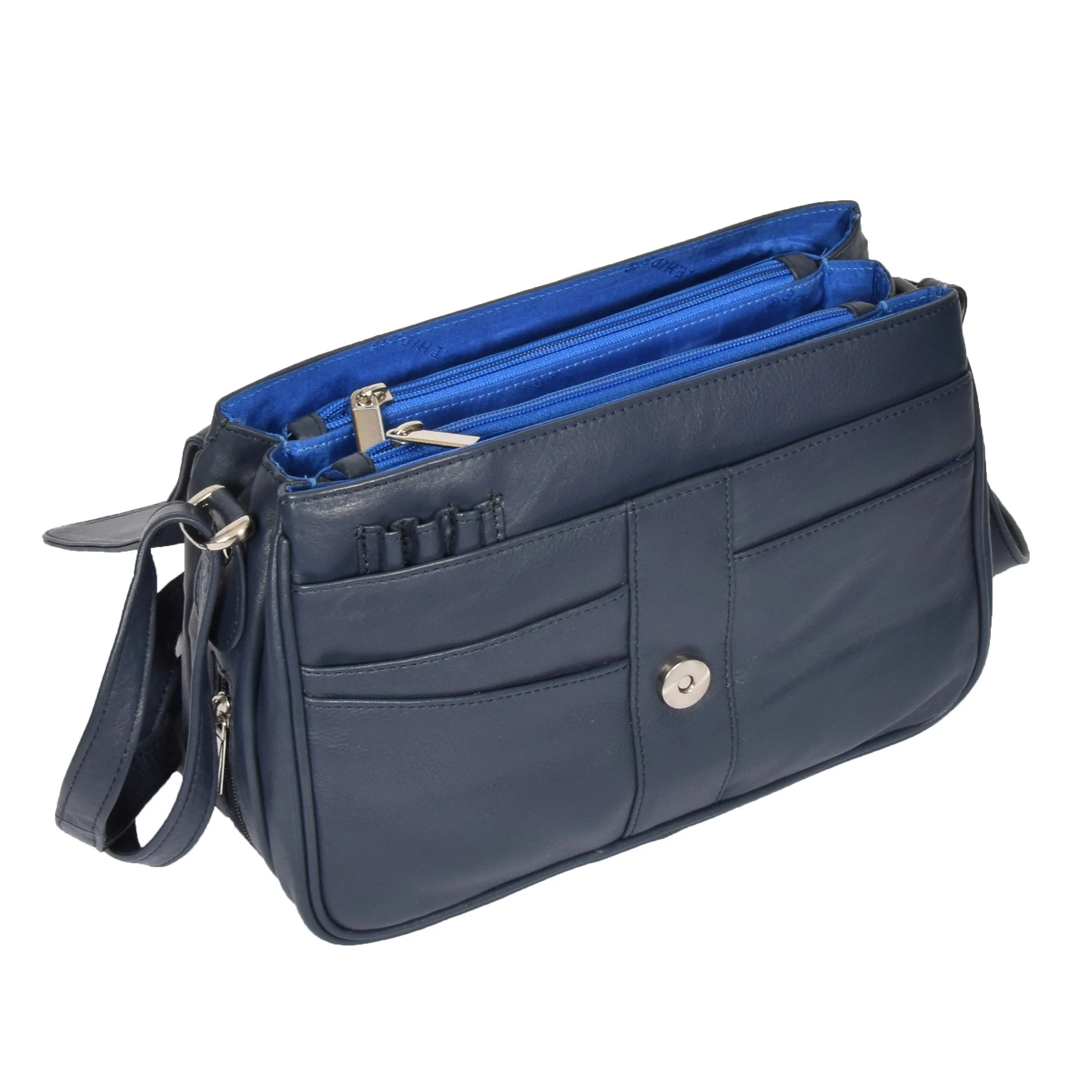 Womens Leather Classic Organiser Bag Matilda Blue