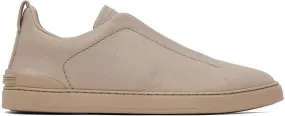 ZEGNA Beige Triple Stitch Sneakers