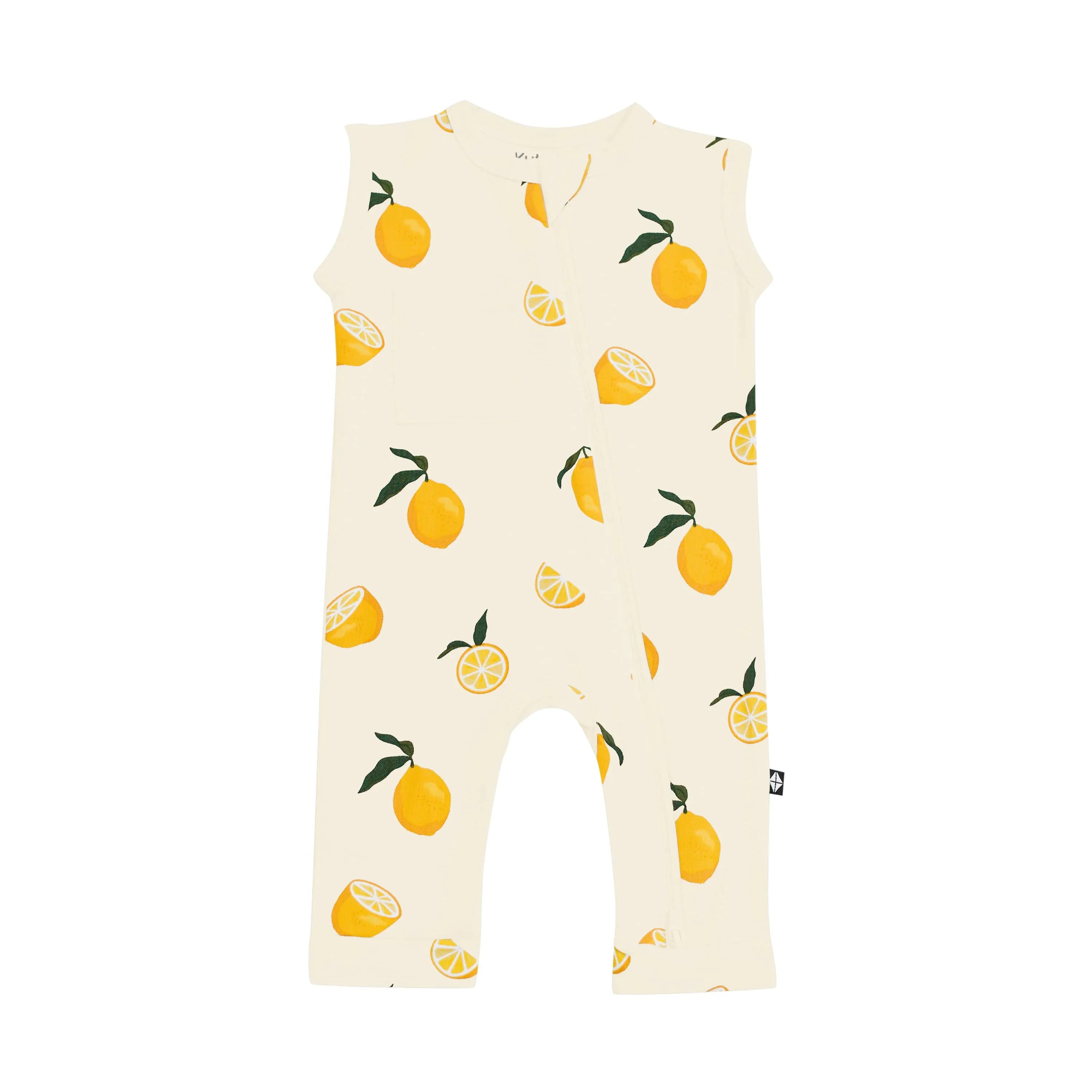 Zippered Sleeveless Romper in Lemon